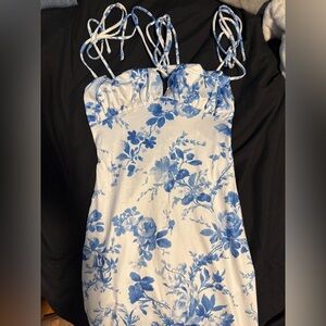 Blue Floral Strap Dress